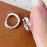 Minimalist S925 Silver Zircon Cartilage Earrings, Mini Square CZ Hoop Earrings AL1188