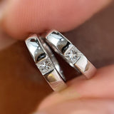 Minimalist S925 Silver Zircon Cartilage Earrings, Mini Square CZ Hoop Earrings AL1188