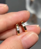 Minimalist S925 Silver Zircon Cartilage Earrings, Mini Square CZ Hoop Earrings AL1188