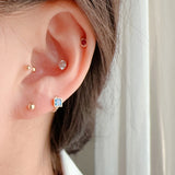 Blue Zircon Earrings Square CZ Earring, S925 Sterling Silver Hoops AL1189