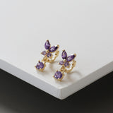 Butterfly Purple White Zircon Cartilage Earrings,S925 Sterling Silver Small Hoops AL1190