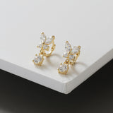 Butterfly Purple White Zircon Cartilage Earrings,S925 Sterling Silver Small Hoops AL1190
