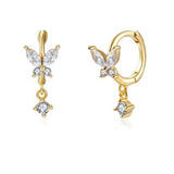 Butterfly Purple White Zircon Cartilage Earrings,S925 Sterling Silver Small Hoops AL1190