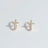 S925 Sterling Silver Zircon Cross Earrings CZ Hoop Earring, Fashion Jewelry AL1192
