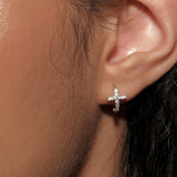 S925 Sterling Silver Zircon Cross Earrings CZ Hoop Earring, Fashion Jewelry AL1192