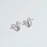 S925 Sterling Silver Zircon Cross Earrings CZ Hoop Earring, Fashion Jewelry AL1192