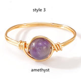 Multi Natural Stones Gold Wire Wrapped Ring, Handmade Boho Jewelry AL1193