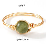 Multi Natural Stones Gold Wire Wrapped Ring, Handmade Boho Jewelry AL1193