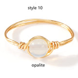 Multi Natural Stones Gold Wire Wrapped Ring, Handmade Boho Jewelry AL1193