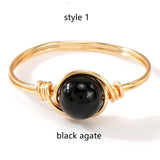 Multi Natural Stones Gold Wire Wrapped Ring, Handmade Boho Jewelry AL1193
