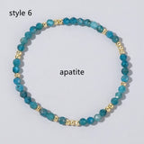 Natural Stones & Gold Beads Stretch Bracelet, Faceted Gemstone Bracelet AL1196
