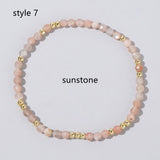 Natural Stones & Gold Beads Stretch Bracelet, Faceted Gemstone Bracelet AL1196