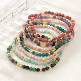 Natural Stones & Gold Beads Stretch Bracelet, Faceted Gemstone Bracelet AL1196