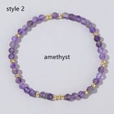 Natural Stones & Gold Beads Stretch Bracelet, Faceted Gemstone Bracelet AL1196