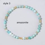 Natural Stones & Gold Beads Stretch Bracelet, Faceted Gemstone Bracelet AL1196
