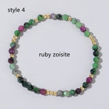 Natural Stones & Gold Beads Stretch Bracelet, Faceted Gemstone Bracelet AL1196