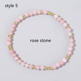 Natural Stones & Gold Beads Stretch Bracelet, Faceted Gemstone Bracelet AL1196