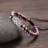Gold Infinity Heart Wire Wrapped Bracelet with Purple Imperial Jasper Beads AL1198