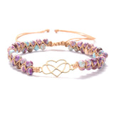 Gold Infinity Heart Wire Wrapped Bracelet with Purple Imperial Jasper Beads AL1198