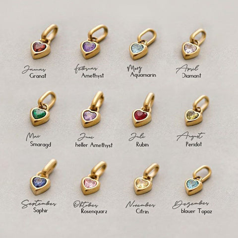 Small Rainbow Heart Pendants CZ Charm, DIY Birthstone Love Zircon Pendant Titanium Steel AL1201