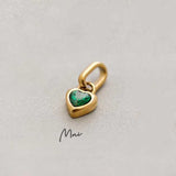 Small Rainbow Heart Pendants CZ Charm, DIY Birthstone Love Zircon Pendant Titanium Steel AL1201