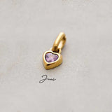 Small Rainbow Heart Pendants CZ Charm, DIY Birthstone Love Zircon Pendant Titanium Steel AL1201