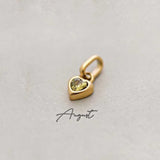 Small Rainbow Heart Pendants CZ Charm, DIY Birthstone Love Zircon Pendant Titanium Steel AL1201