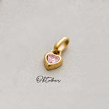 Small Rainbow Heart Pendants CZ Charm, DIY Birthstone Love Zircon Pendant Titanium Steel AL1201