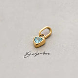 Small Rainbow Heart Pendants CZ Charm, DIY Birthstone Love Zircon Pendant Titanium Steel AL1201