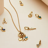Small Rainbow Heart Pendants CZ Charm, DIY Birthstone Love Zircon Pendant Titanium Steel AL1201
