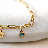 Small Rainbow Heart Pendants CZ Charm, DIY Birthstone Love Zircon Pendant Titanium Steel AL1201