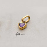 Small Rainbow Heart Pendants CZ Charm, DIY Birthstone Love Zircon Pendant Titanium Steel AL1201