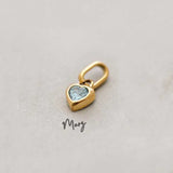 Small Rainbow Heart Pendants CZ Charm, DIY Birthstone Love Zircon Pendant Titanium Steel AL1201