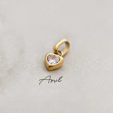 Small Rainbow Heart Pendants CZ Charm, DIY Birthstone Love Zircon Pendant Titanium Steel AL1201