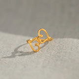 S925 Sterling Silver Wire Wrap and Knotted Double Heart Ring AL1202
