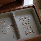 Gold Digital Number Pendants Charms, S925 Sterling Silver with 14K Gold Plated AL1209