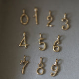 Gold Digital Number Pendants Charms, S925 Sterling Silver with 14K Gold Plated AL1209