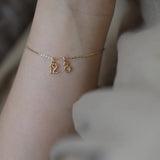 Gold Digital Number Pendants Charms, S925 Sterling Silver with 14K Gold Plated AL1209
