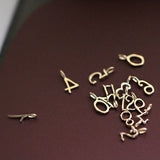 Gold Digital Number Pendants Charms, S925 Sterling Silver with 14K Gold Plated AL1209