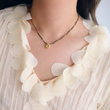 16" Sea Conch Shell Leather Rope & Gold Beads Chain Wire Wrapped Necklace, Stainless Steel Fashion Summer Jewelry Necklace AL1213