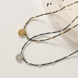 16" Sea Conch Shell Leather Rope & Gold Beads Chain Wire Wrapped Necklace, Stainless Steel Fashion Summer Jewelry Necklace AL1213