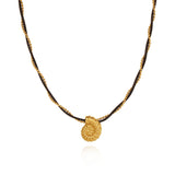 16" Sea Conch Shell Leather Rope & Gold Beads Chain Wire Wrapped Necklace, Stainless Steel Fashion Summer Jewelry Necklace AL1213