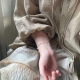 Dainty Stainless Steel Chain & Pearl Bracelet, Fashion Summer Jewelry Bracelet AL1214