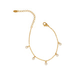 Dainty Stainless Steel Chain & Pearl Bracelet, Fashion Summer Jewelry Bracelet AL1214