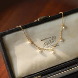 Dainty Stainless Steel Chain & Pearl Bracelet, Fashion Summer Jewelry Bracelet AL1214