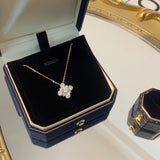 Dainty Four Leaf Clover CZ Pendant Necklace Zircon Necklace, S925 Sterling Silver, Fashion Jewelry AL1216