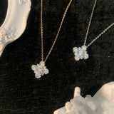 Dainty Four Leaf Clover CZ Pendant Necklace Zircon Necklace, S925 Sterling Silver, Fashion Jewelry AL1216