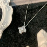 Dainty Four Leaf Clover CZ Pendant Necklace Zircon Necklace, S925 Sterling Silver, Fashion Jewelry AL1216