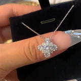 Dainty Four Leaf Clover CZ Pendant Necklace Zircon Necklace, S925 Sterling Silver, Fashion Jewelry AL1216