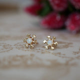 Dainty Cute Snowflake Opal S925 Sterling Silver Stud Earrings, Fashion Jewelry Studs AL1217